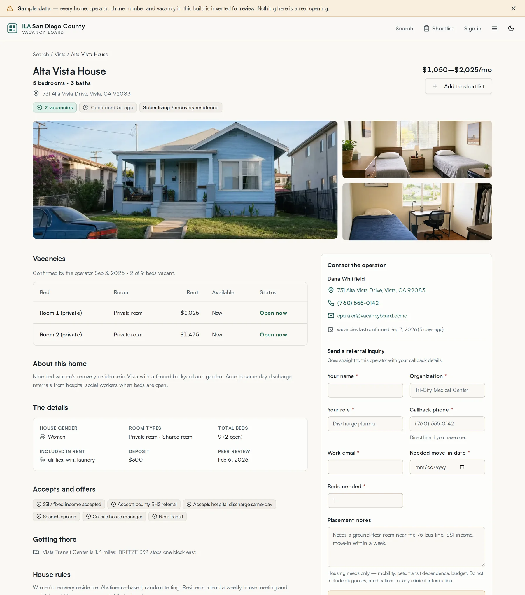 A home's listing page.
