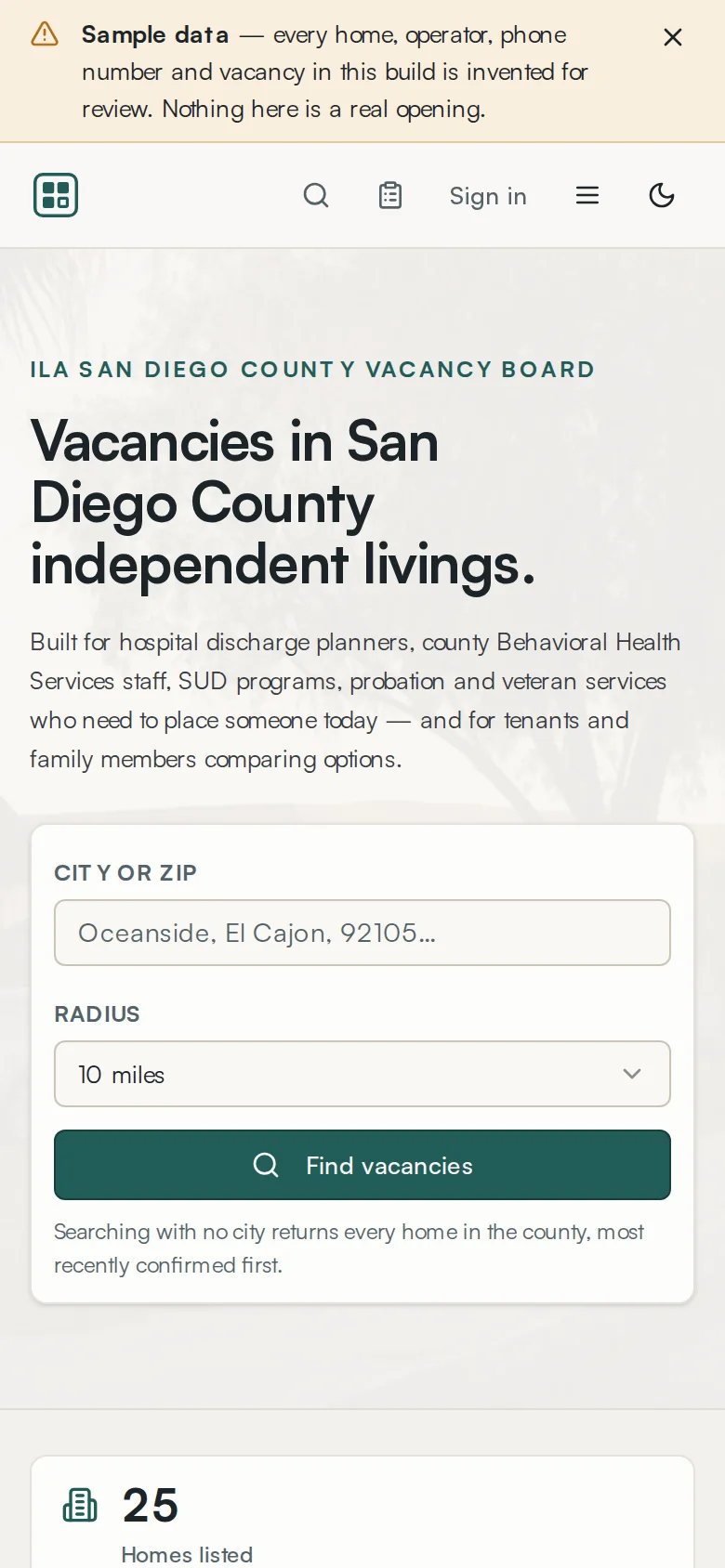 The front page on a phone.